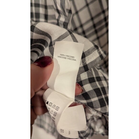 LUCKY BRAND Women's black white check‎ Long Sleeve Blouse Sz M prairie western - Picture 6 of 7